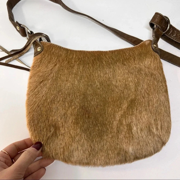 Maurizio Taiuti Italy Pony Calf Fur Brown Leather Crossbody Purse / Bag - Picture 9 of 14